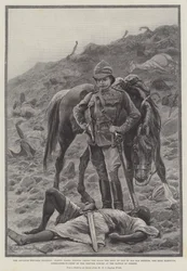 Der Vormarsch nach Dongola, Slain Pascha findet unter den Toten den Körper eines seiner alten Freunde, des Emirs Hammuda, Oberbefehlshaber der Derwisch-Truppen in der Schlacht von Ferket
